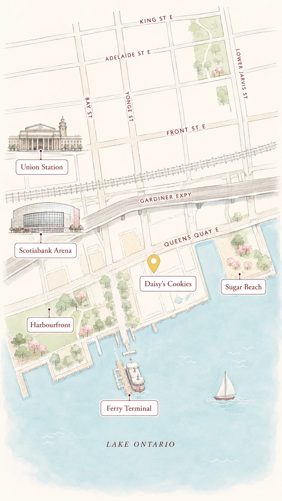 Daisys Cookies Toronto Waterfront Map